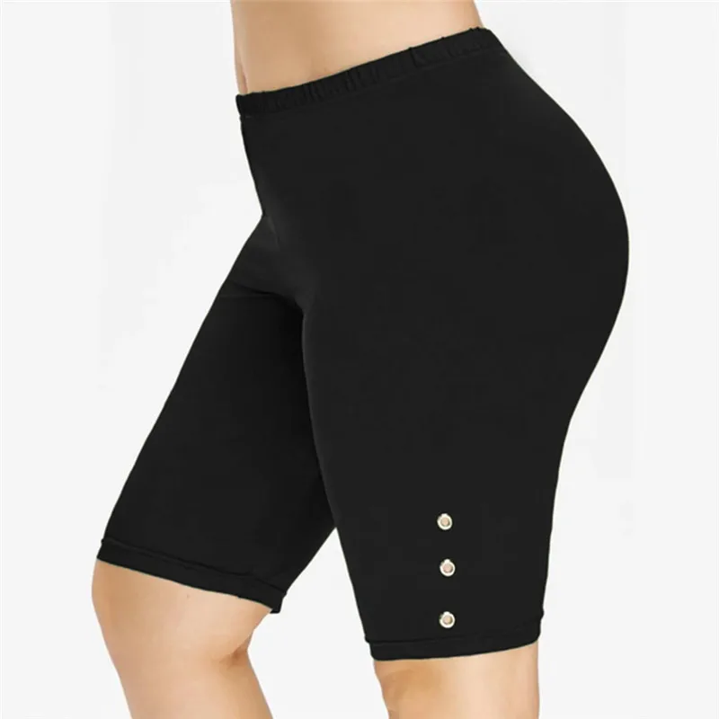 Pantalones cortos deportivos para mujer, Shorts informales con botones, Color sólido, todo a juego, 2021