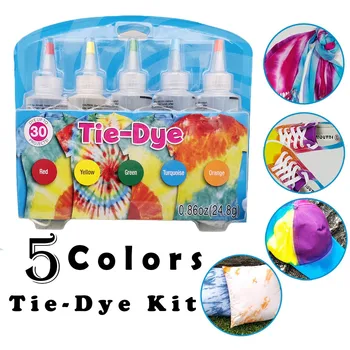 

5 Colors/set One-step Fabric Textile One-Step Tie-Dye Kit 5 Colors DIY Design Safe Dyes Paint and Family Fun @40