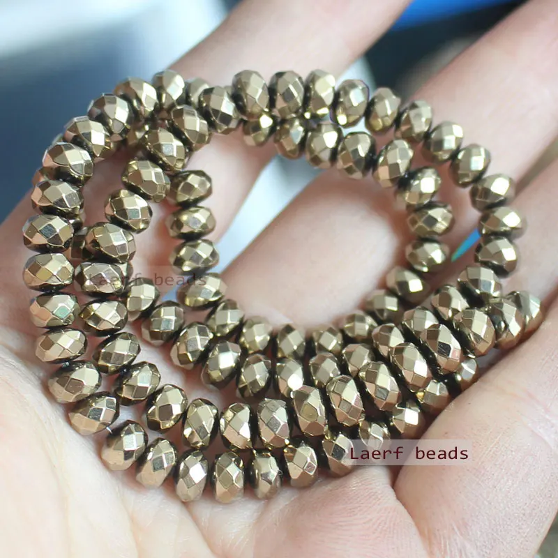 AD Beads Natural Hematite Faceted Rondelle Loose Beads - 3x4mm, 16 Inch Strand, Non-Magnetic