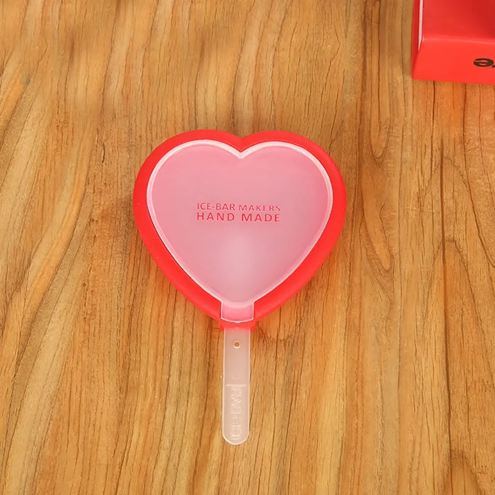Creative Love Heart Popsicle Mold Food Grade PP Silicone Ice Cube Tray DIY Ice Cream Maker Mould for Home Bar