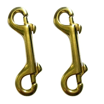 

2x Scuba Diving Brass Double Ended Snap Hook Key Chain Ring Holder 3.5"