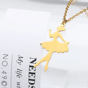 

ICFTZWE Pendant Necklace Stainless Steel Fashion Figure Children Girl Woman Angel Ballet Pendant Necklace In Gold Color Jewelry