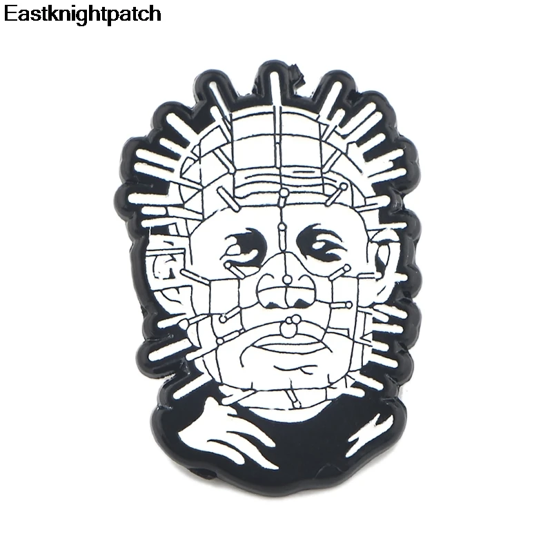 12 шт./лот Hellraiser ужас белый и черный панк цинковый сплав булавки для рубашки ткань рюкзак обувь diy украшения ювелирные изделия E0996