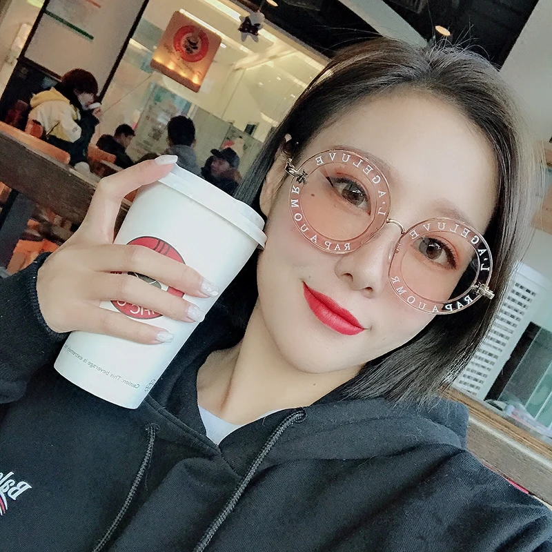 Ins Европа и Америка ретро солнцезащитные очки с надписями корейский ulzzang Harajuku Модные Простые уличные хип хоп повседневные женские солнцезащитные очки
