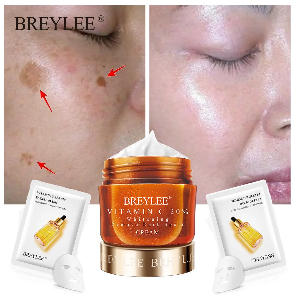 BREYLEE C vitamini beyazlatma yüz kremi tamir solmaya çiller kaldır koyu noktalar Anti-Aging kırışıklık parlatıcı HA yüz kremi 40g