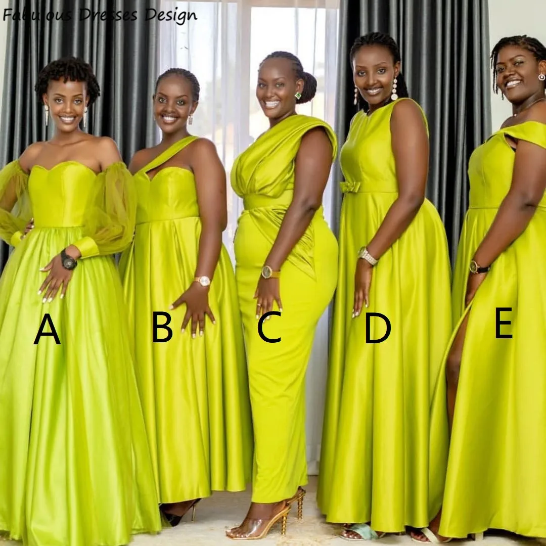 With Sleeves Multi Wear Convertible Bridesmaid Dresses Lime Green