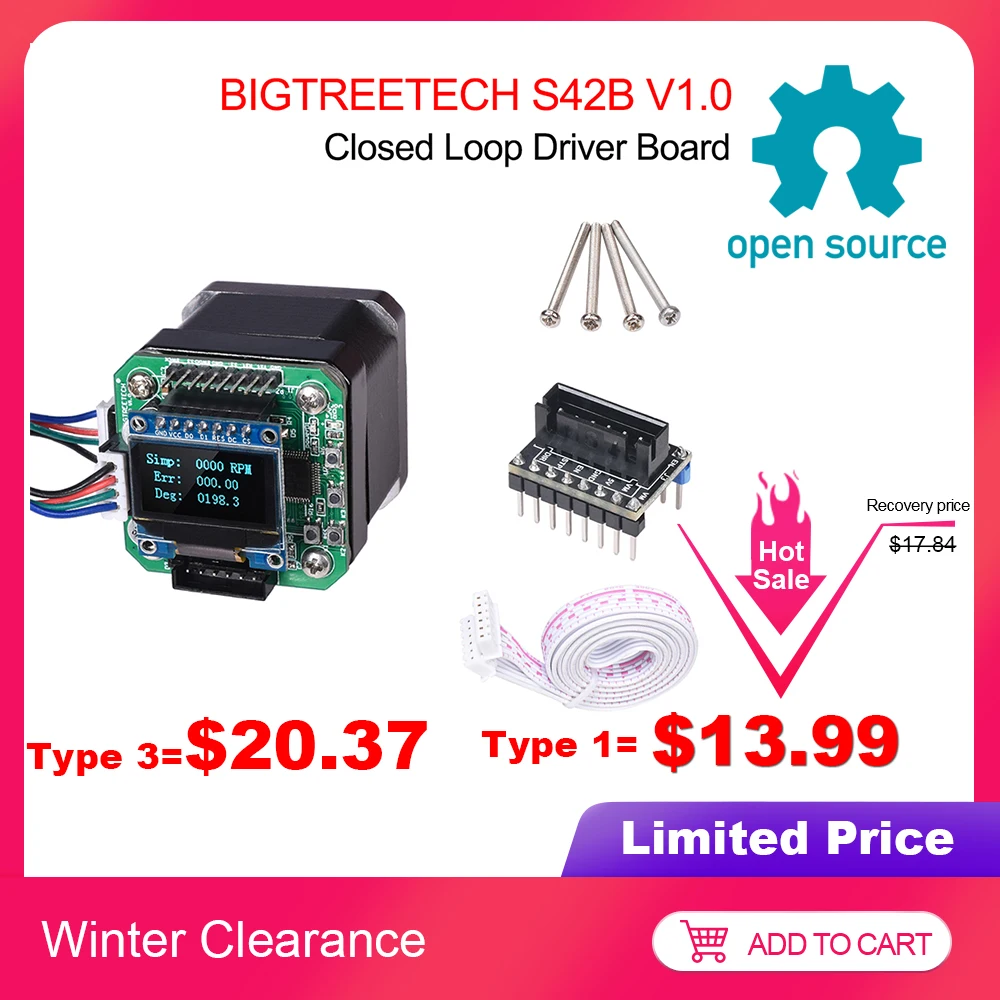 Najtaniej BIGTREETECH S42B V1.0 pętla zamknięta płyta sterowania sterownika 42 silnik krokowy części drukarki OLED 3D dla Ender 3 SKR V1.3 1.4 VS S42A