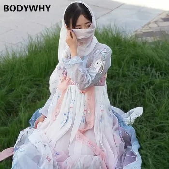 

Traditional Hanfu Costumes Embroidery Oriental Long Sleeve Chinese Style Princess Ancient Folk Dance Fairy Retro Elegant Fashion