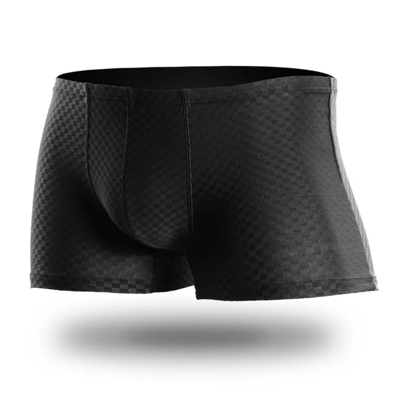 

Sexy Men's Underwear Boxers Mesh Panties Man Solid Transparent Ice Silk Pouch Underpants Male Boxershorts Cueca Calzoncillo L-3X