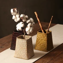 Ручная работа соломенная ваза садовая плетеная корзина-горшок для цветов корзина сушеные Искусственные цветы корзина для хранения натуральный декор комнаты