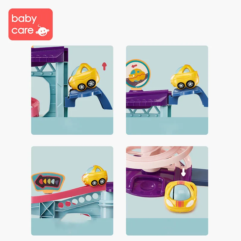 babycare Urban Construction Track Baby Toy Car Speed Pulley Toy Car Spiral Slide Toy Car for kids