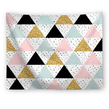 

Geometric Wave Tapestry Golden Striped Beach Blanket Printed Abstract Home Wall Decoration Art Triangle Wall Hanging