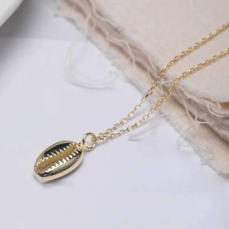 INZATT Real 925 Sterling Silver Minimalist Shell Pendant Choker Necklace For Fashion Women Party Cute Geometric Fine Jewelry