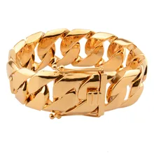 Майами, кубинская сеть мужской браслет цвет медно-Золотой Позолоченные 23 мм браслеты для мужчин Хип Хоп рок ювелирные изделия подарки