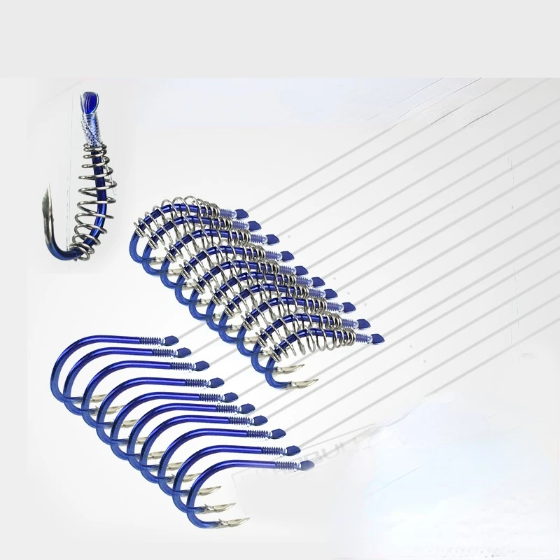 

Barbed Spring Hook Linked with Fish Line Silver Crucian Carp Fish Hooks Double Spring Hook with Sub-line Anzuelos De Pesca Mar