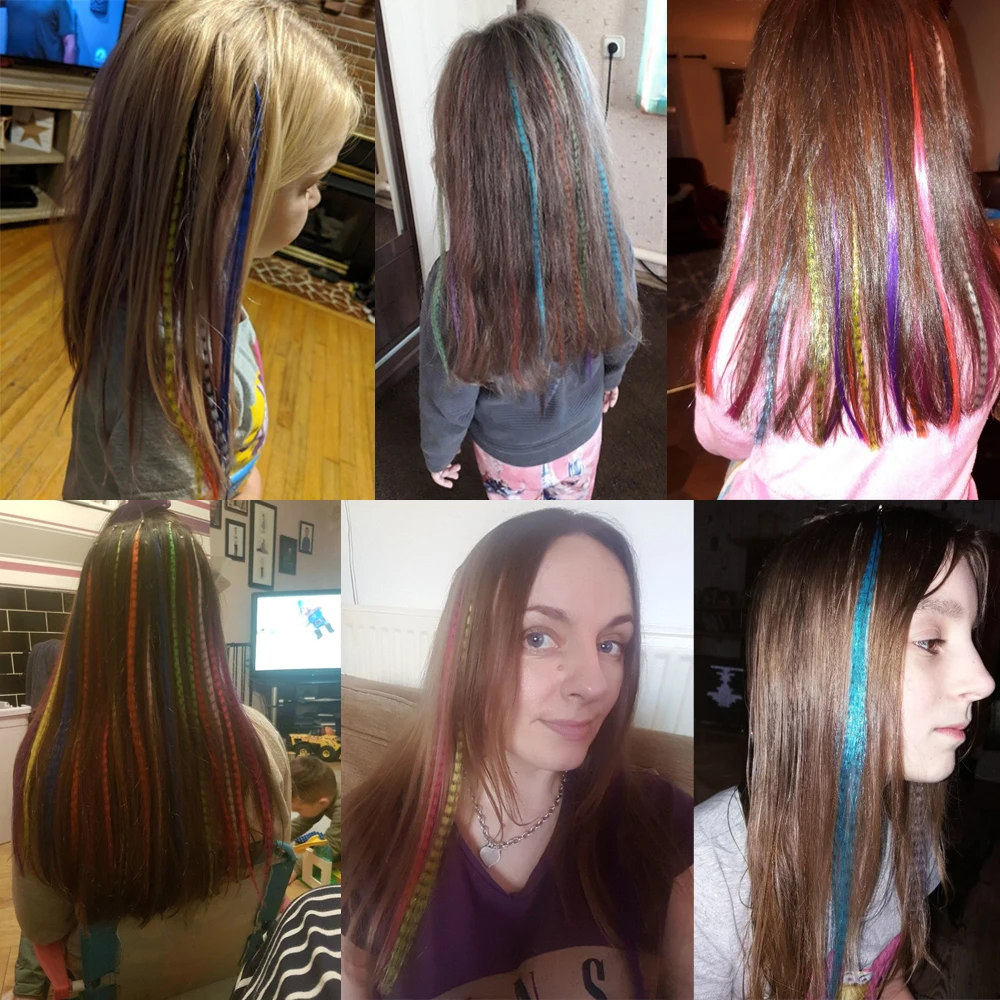 Hc2e8d88d80104a49aa4bb5520ebcd02dv Colored Strands for Hair Feather Extension 10 Pieces I Tip Synthetic Hairpiece Fake Hair Zebra Line Feather Hair Extensions Mallzona