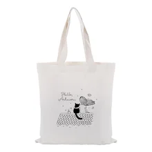 ILLUSTRATION Handbag Canvas Tote Bag Daily Use DIY Custom Print Logo Eco Ecologicas Reusable Shopper Bag Recycle