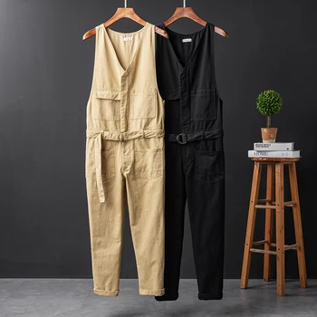 

Casual overalls male personality trend tooling jumpsuit sleeveless sleeveless suit jumpsuit men