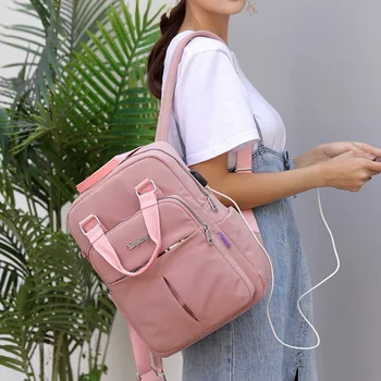 

Women Backpacks 2020 Nylon Letter Print Portable School Bags For Teenager Large Capacitytravel Shoulder Bag Women's Backpack
