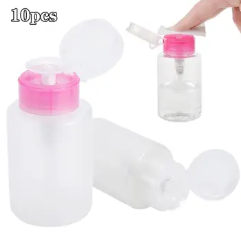 

10pcs Empty Bottle Plastic Nail Polish Remover Alcohol Liquid Press Pumping Dispenser Pot Nail Art UV Gel Cleaner Container