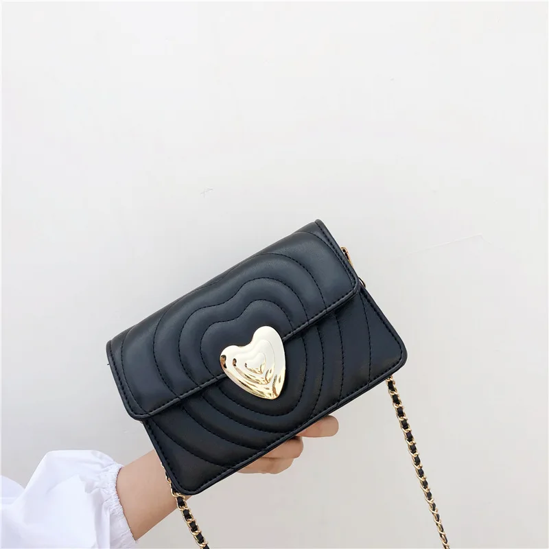 

Women's Fashion Heart Cross-body Small Bag 2019 New Style One-Shoulder Graceful Rhombus Chain Bag Clutch Bag Large Size