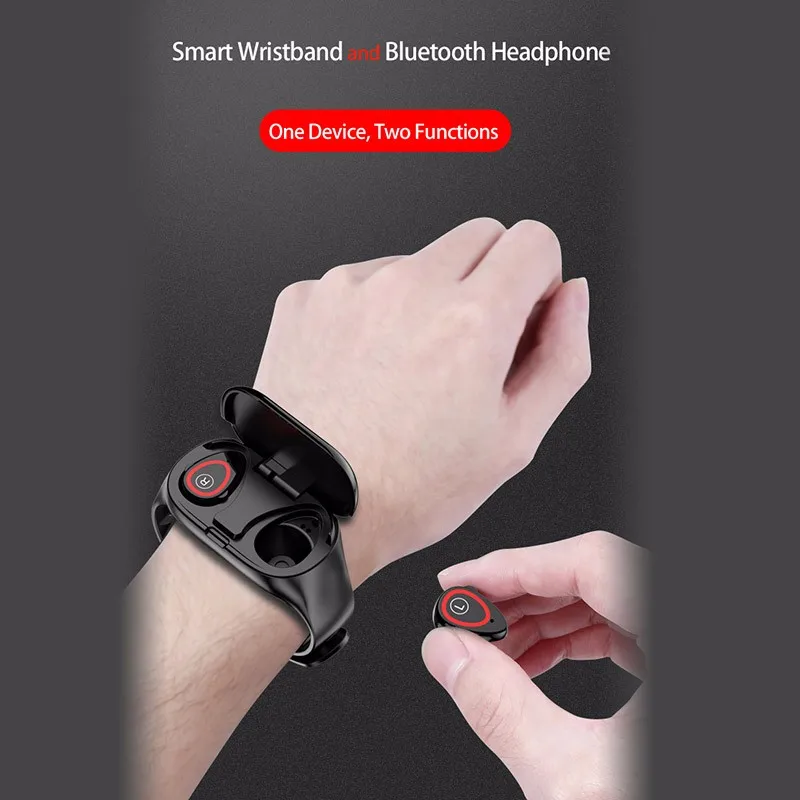 M1 Смарт-браслет Bluetooth наушники 2 в 1 фитнес-трекер умные часы пульсометр кровяное давление монитор Анти-потеря умные часы