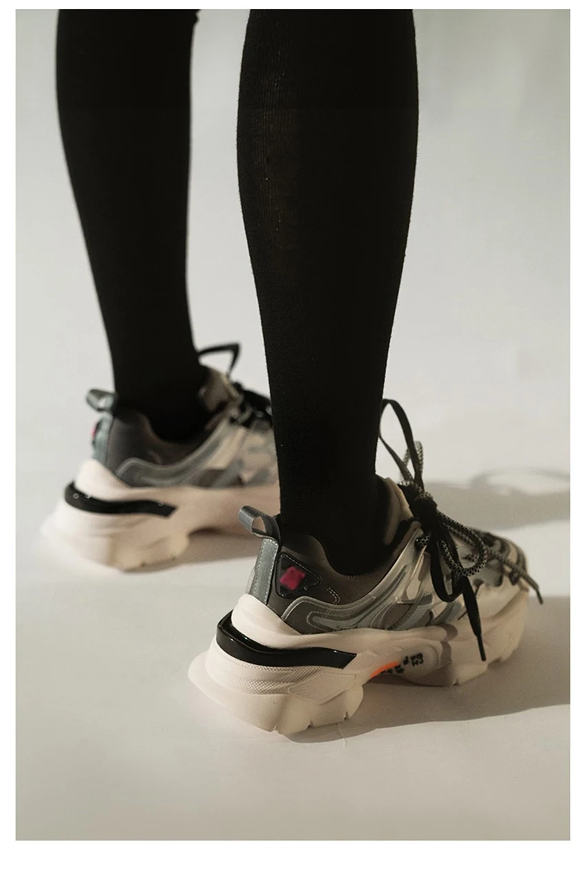 IGU/женские кроссовки из натуральной кожи на платформе; обувь для папы; tenis feminino Harajuku; кроссовки на толстой подошве для женщин; большой размер 42