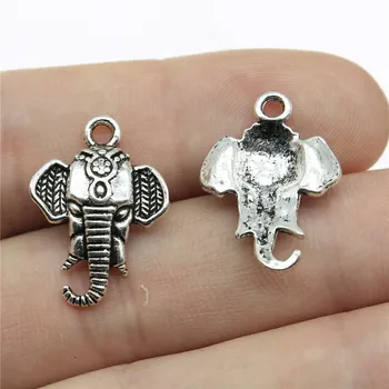 

WYSIWYG 20pcs 22x16mm Charm Elephant Silver Color Stone Charm Elephant Pendants Elephant For Jewelry Making