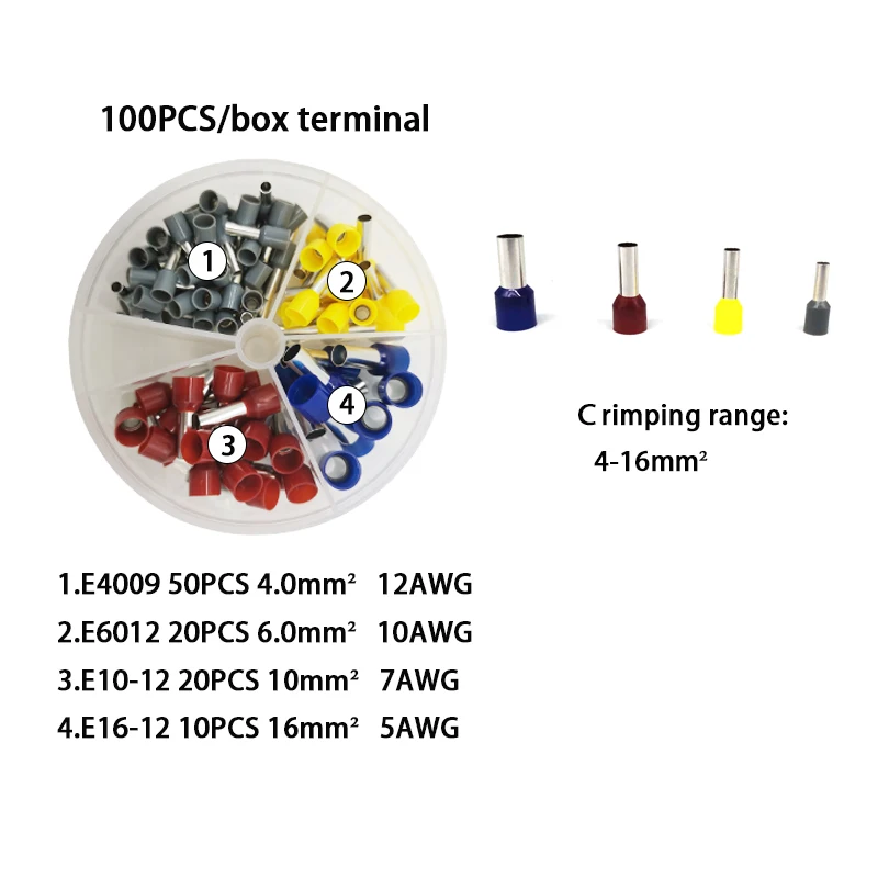 

Sleeve Insulated Cable Wire Connector Crimp Terminal Suitable For 0.5 -16.0Mm²