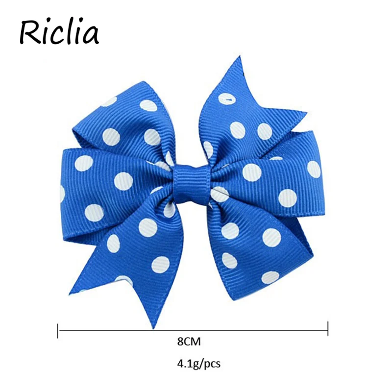 Riclia/20 шт./партия, Детские аксессуары для волос с бантом, детские заколки для волос, модные украшения принцессы в горошек для девочек
