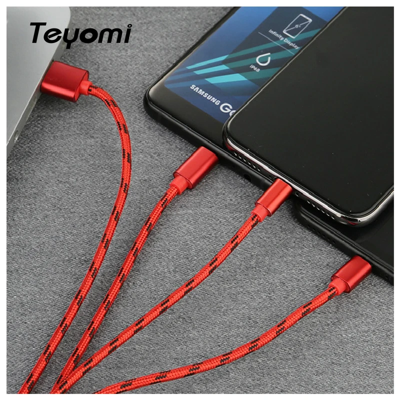 3 в 1 USB зарядное устройство кабель для iPhone X 8 7 6 5 Micro usb type C samsung Galaxy S9 S8 Быстрая