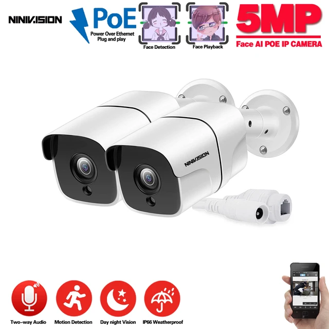 $38.39 Face Detection H.265 POE IP Camera Audio 48V POE 5MP Outdoor Waterproof IP66 CCTV Camera video surveillance home security ONVIF