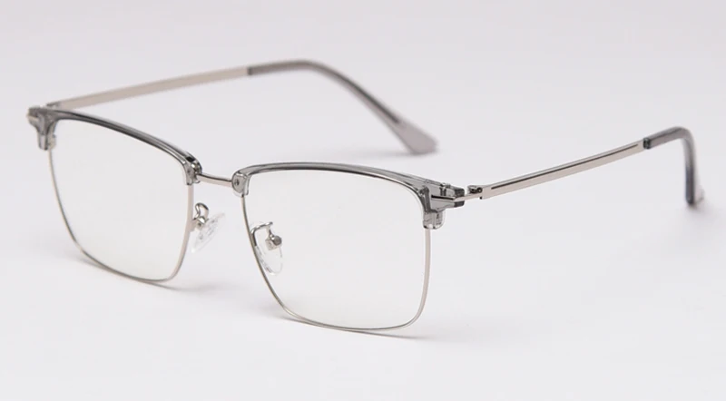 grey silver frame Женские квадратные очки Peekaboo tr90, полуметаллические, без оправы, мужские очки по рецепту, синий светильник, защита для компьютера, планшета - Цвет оправы: grey silver frame