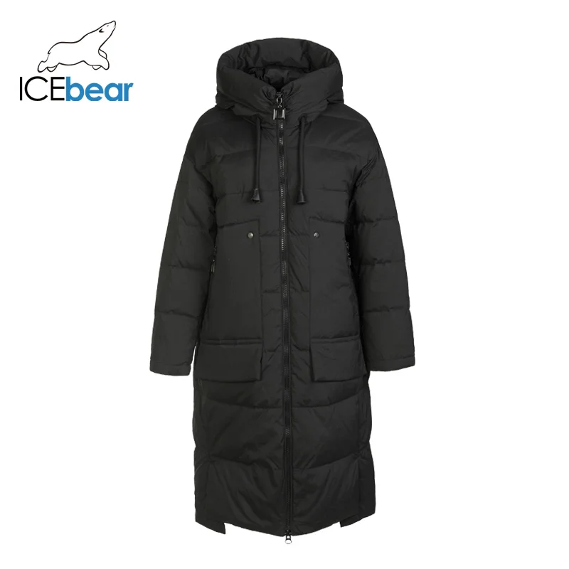 ICEbear зимний длинный женский пуховик модная теплая Женская куртка с капюшоном Брендовая женская одежда GN318329P