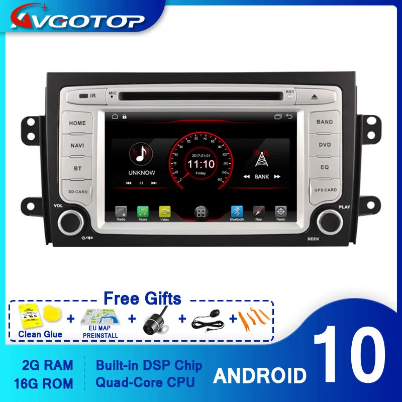 AVGOTOP Android 10 Wince автомобильный Радио dvd плеер для SUZUKI SX4 2G 16G мультимедиа