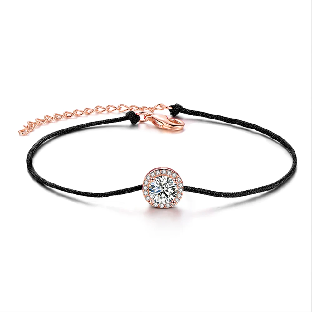 

jinzeyi Simple creative zircon bracelet for ladies red rope copper plated rose gold inlay bracelet handmade fashion girl's gift