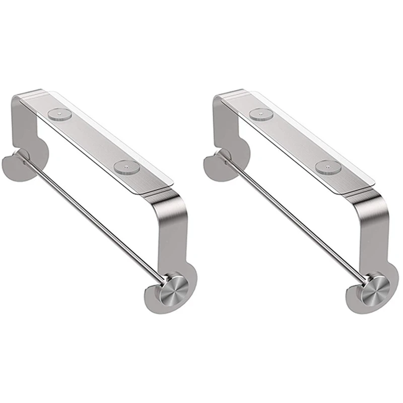 

2 Pieces of Paper Towel Rack Wall-Mounted Under the Cabinet, Free of Holes and No Traces, Adhesive Stickers, Stainless Steel Lon