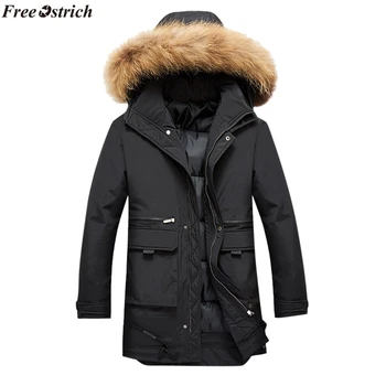 

FREE OSTRICH 2019 Men's Autumn Winter Large Size Hooded Coat Thickening Long Sleeved Jacket,Zipper jacket