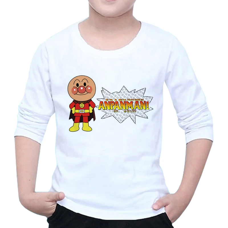 Anpanman/Детские топы с длинными рукавами для мальчиков, одежда для малышей, анпанмен, футболка для мальчиков и девочек с рисунком Супер хлеба, Z51-2