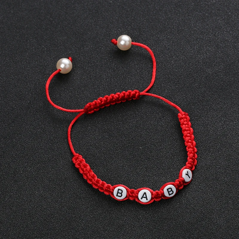 Персонализированные буквы pulseiras Красная Нить струны смолы жемчуг diy браслет имя ювелирные изделия браслеты ручной работы для женщин аксессуары подарок