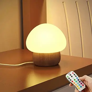 

Mushroom Shape Night Light Adjust Brightness 16 Modes Bedside Lamp for Bedroom T8WE