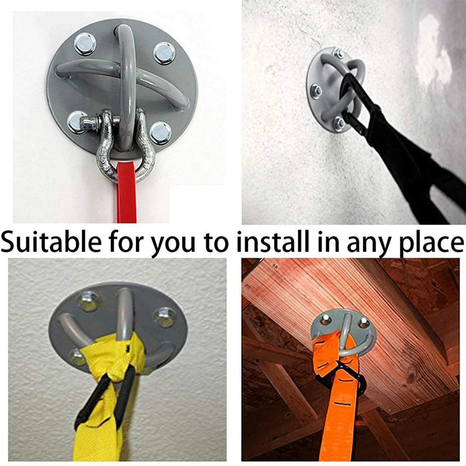 Strong Yoga Ceiling Hook Steel Suspension Straps Gymnastic Rings Swing Hammock Wall Mount Anchor 250kg Loading Bracket