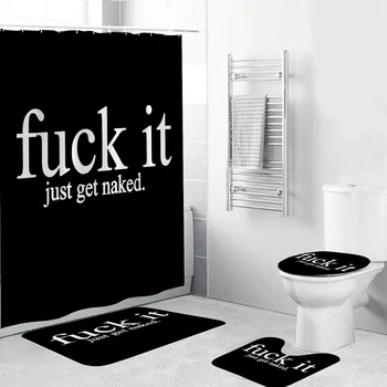 

Waterproof Shower Curtain Bathroom Rug Set Base Carpet Cover Toilet Seat Cushion Bathroom Curtain Non-slip Bath Mat Set