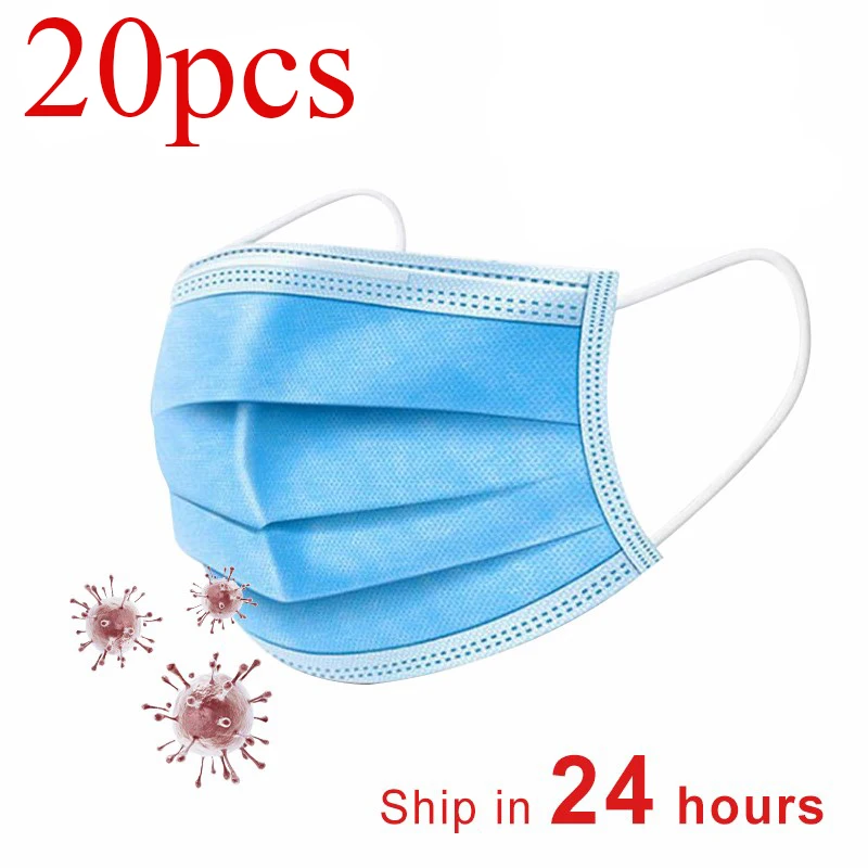 

20/50PCS In Stock Fast Delivery Hygiene Face Mask 3 Layer Disposable Protective Mask To Antivirus Masks Dustproof Anti Virus Flu
