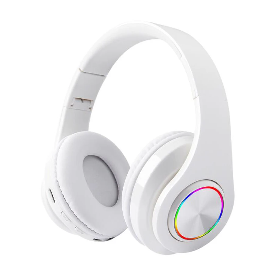 white Bluetooth наушники беспроводные наушники игровая гарнитура супер бас с микрофоном TF карта беспроводные шлемы для телефона ПК компьютера - Цвет: white