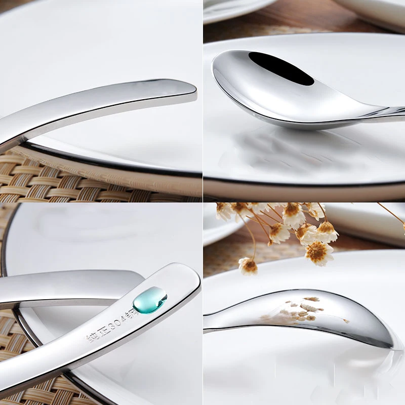

4Pcs Portable Lunch Cute Soup Spoon Stainless Steel Travel Tableware Childrens