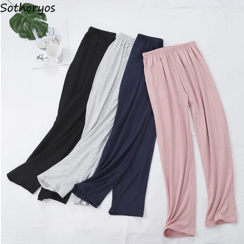 Tanie Spodnie do spania kobiety dorywczo solidne minimalistyczne Unisex bawełniana piżama spodnie Lounge sklep