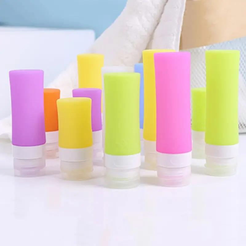 Silicone Refillable Empty Tube Squeezed Cosmetic Container Cream Lotion Plastic Bottle With Flip Cap Travel Portable 4
