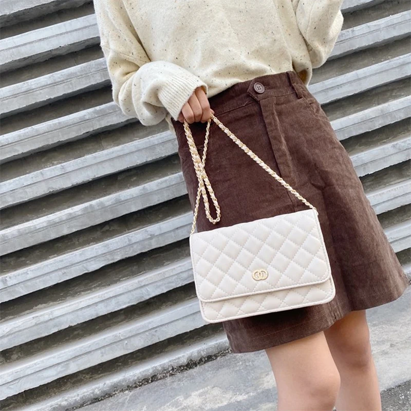 PU Leather Shoulder Bag for Women 2021 Simple Luxury Solid Color Crossbody Bag Ladie Design Fashion Handbag and Purses