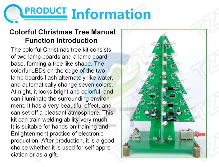 ShengYang 1 шт. Трехмерная 3D Рождественская елка светодиодный DIY комплект красный/зеленый/желтый светодиодный флэш-схема Комплект Электронный набор для развлечения